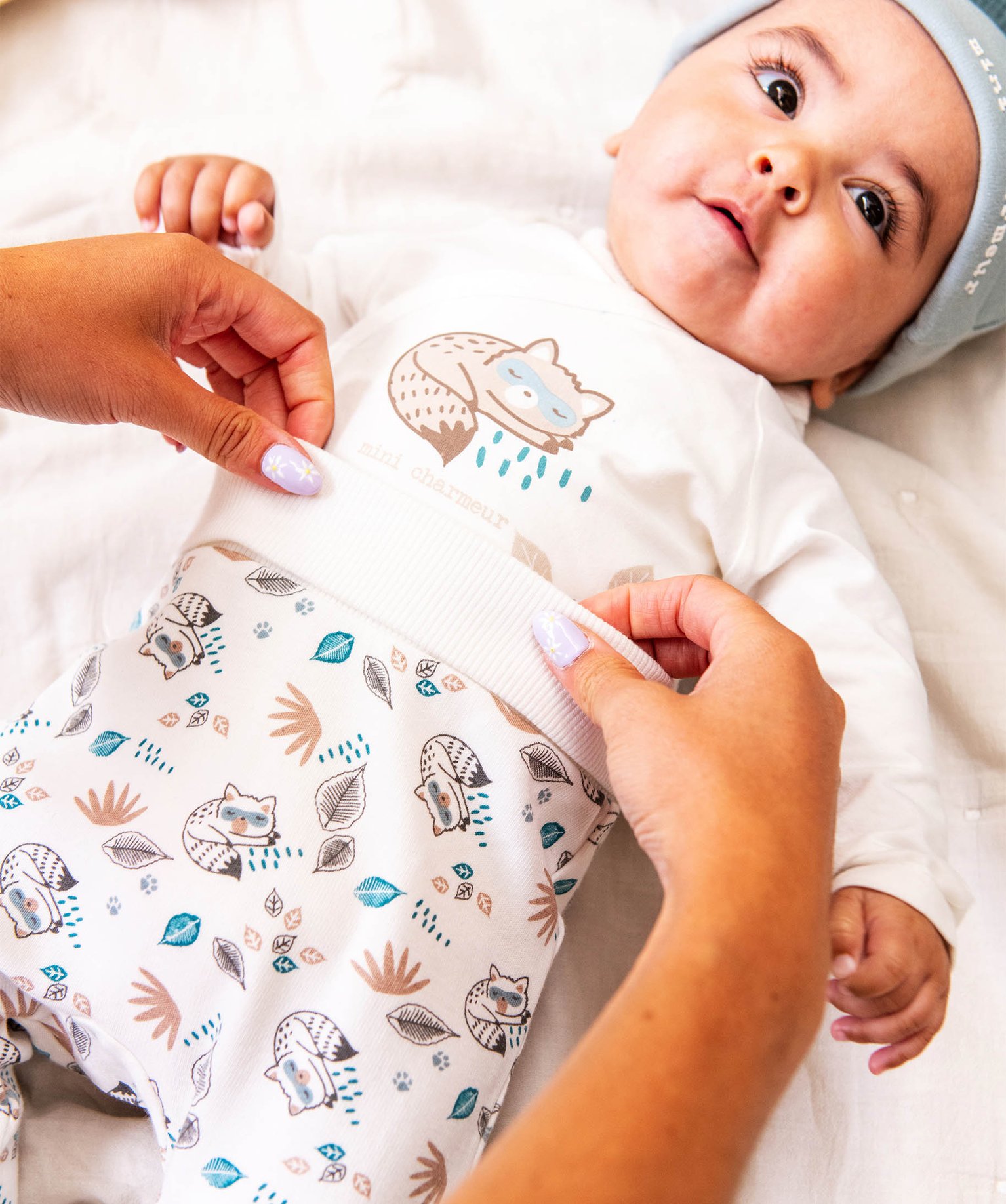 Pantalon souple en maille extensible bébé blanc | GEMO