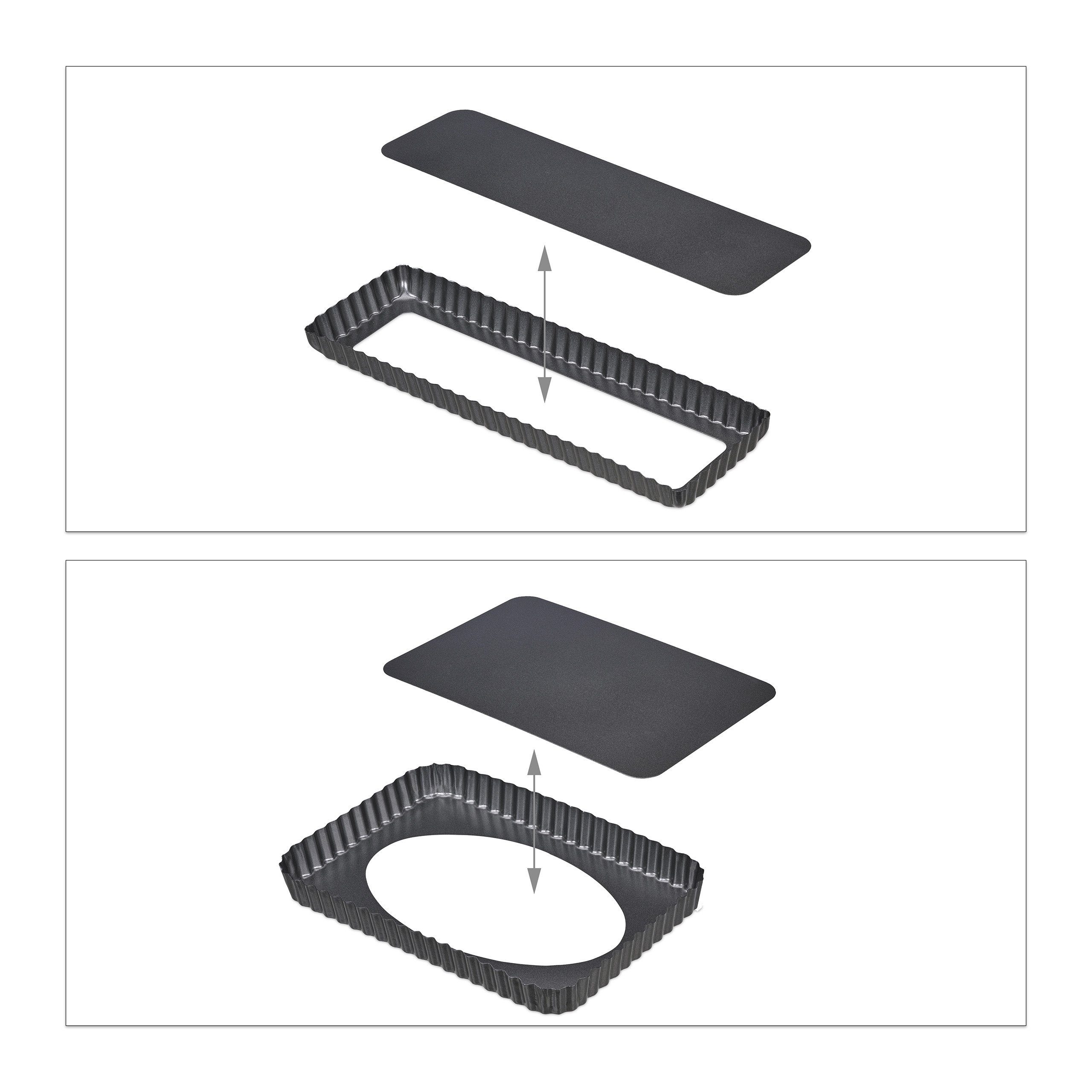 relaxdays Tarteform Tarteform mit Hebeboden 2er Set