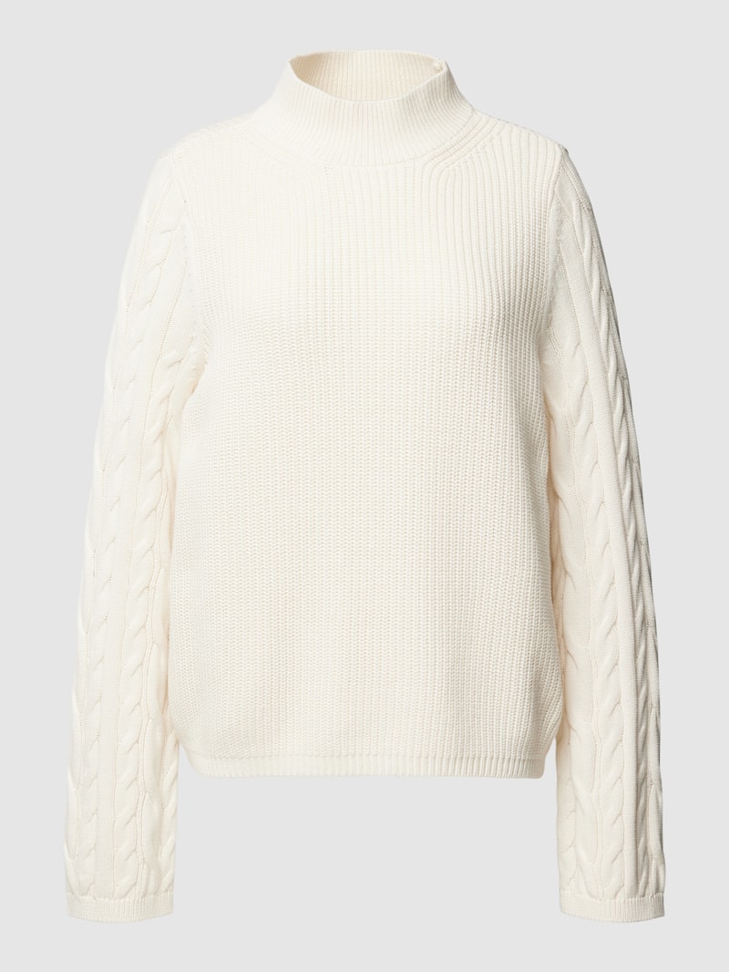 Strickpullover mit Stehkragen in ecru