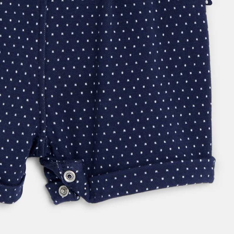 Salopette courte à pois bleue bébé fille