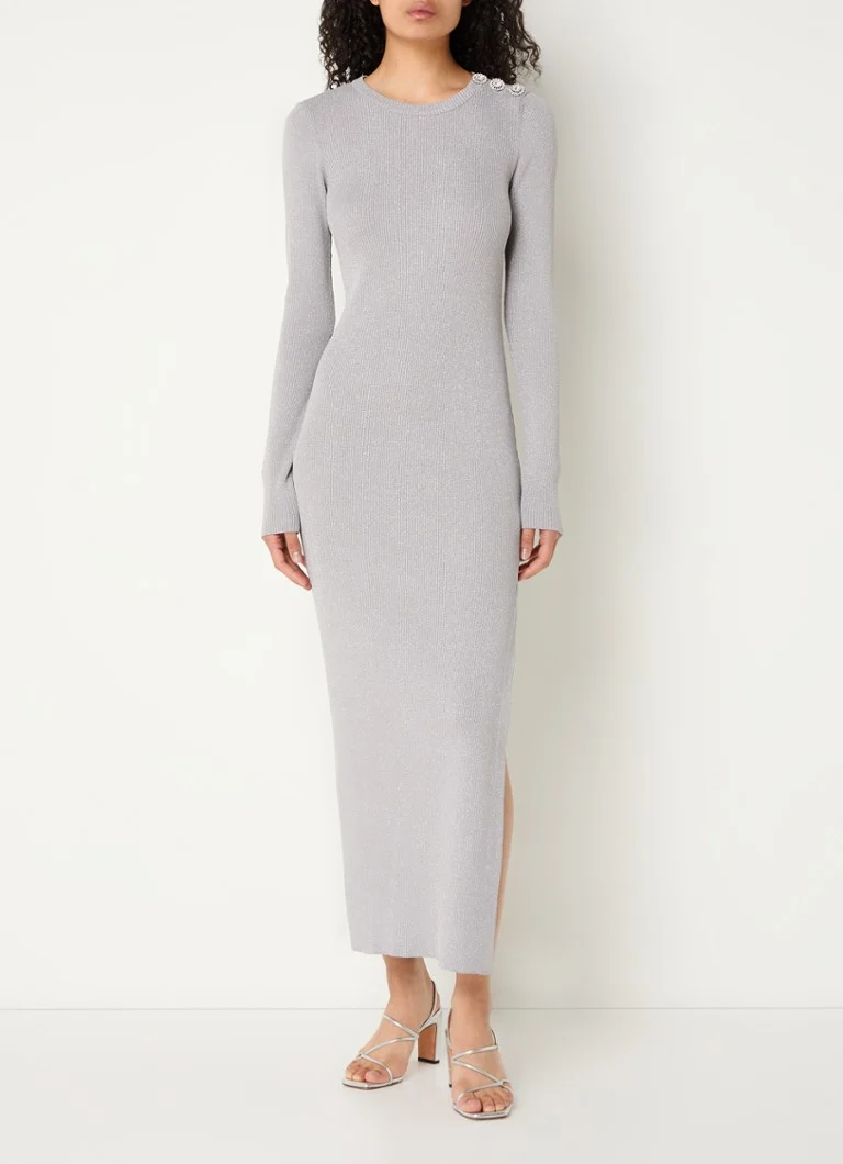 Abito lungo Lollipop di Fabienne Chapot in maglia a coste con lurex e spacco