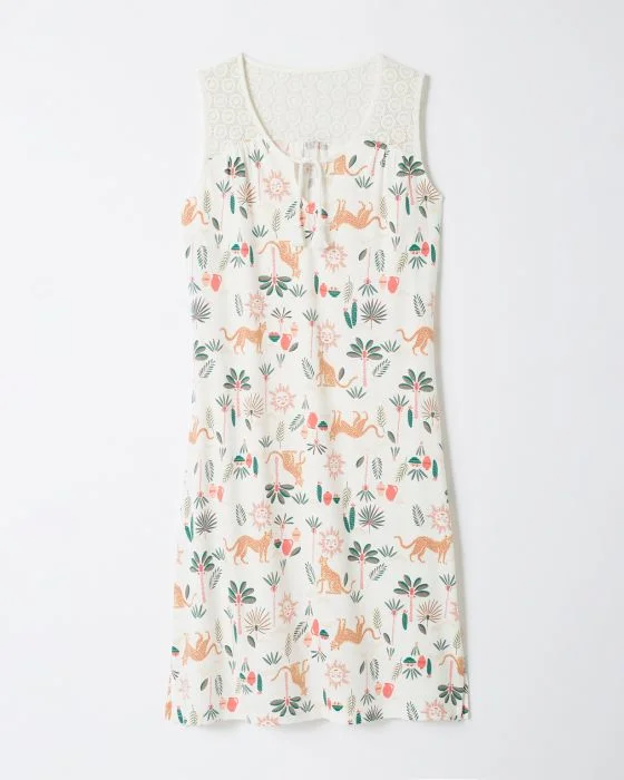 Chemise de nuit sans manches pur coton peigné