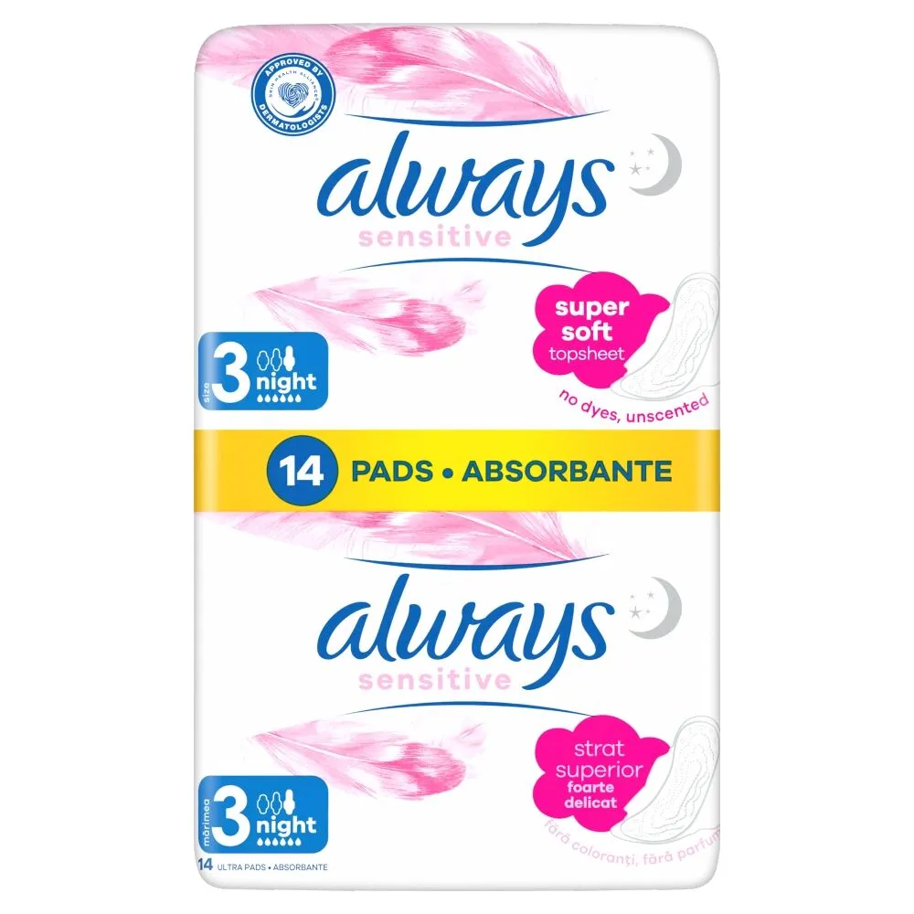 Always Ultra Sensitive ноћни хигијенски улошци, 14 ком.