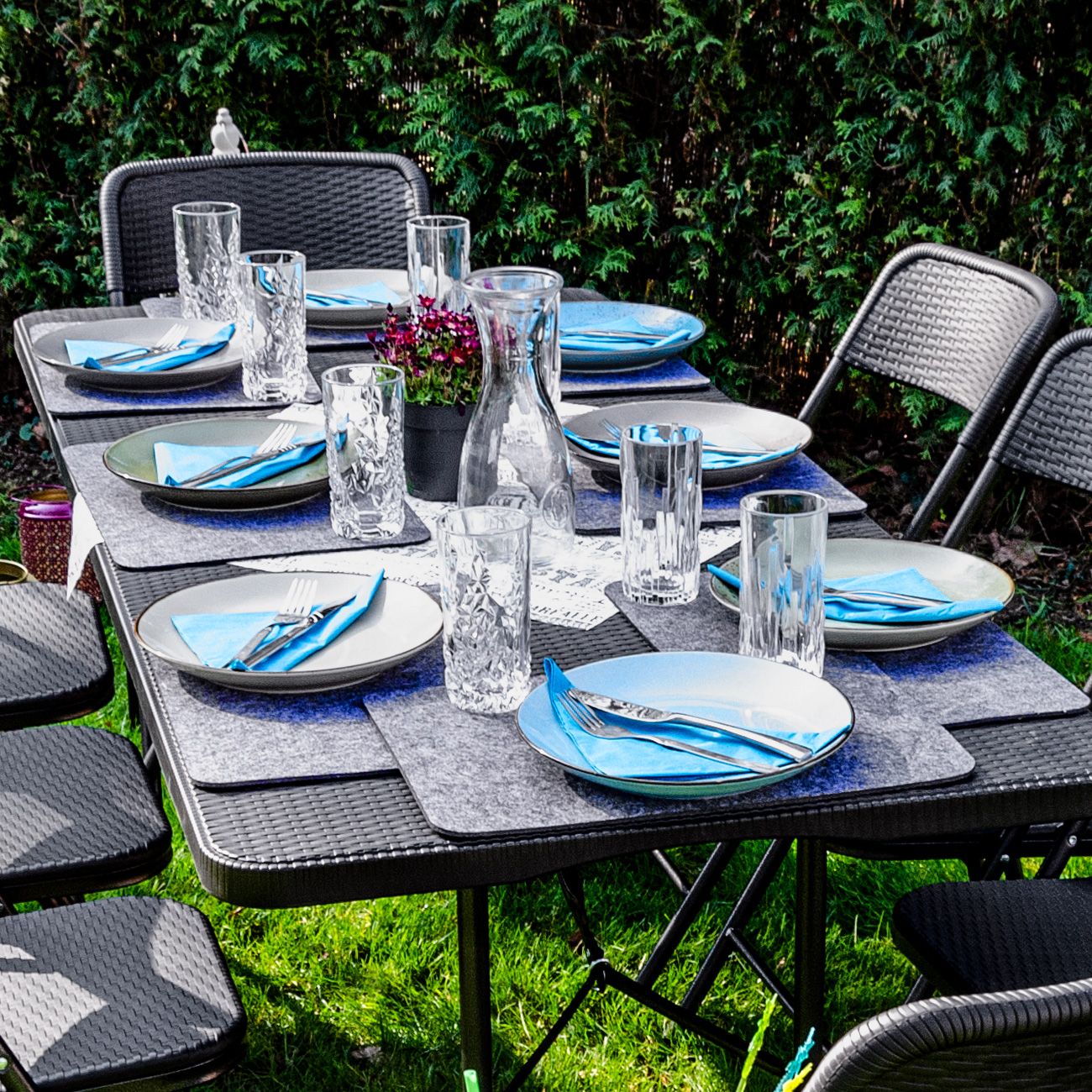 AMANKA 180x74 schwarze Gartentisch