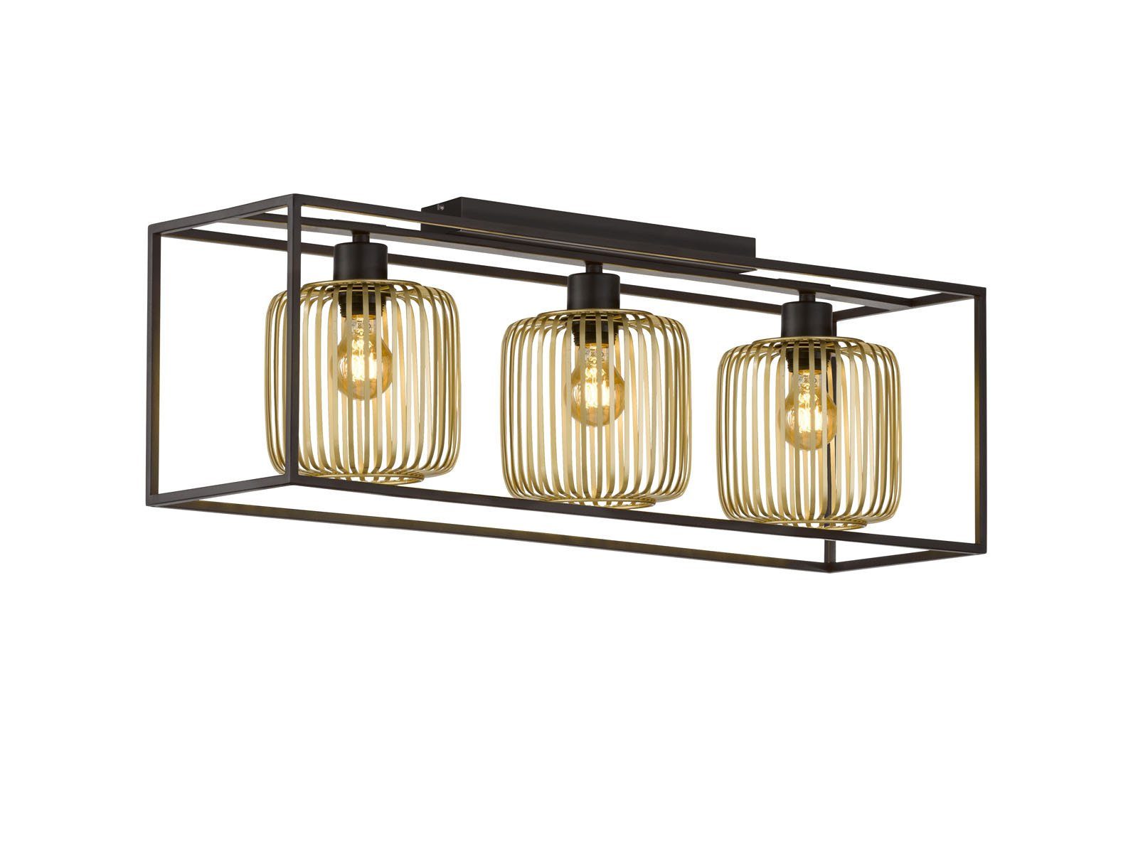 meineWunschleuchte LED Deckenleuchte, Dimmfunktion, LED wechselbar, Warmweiß, ausgefallene große Designer Gitter Lamellen-Lampe Industrial 83cm lang