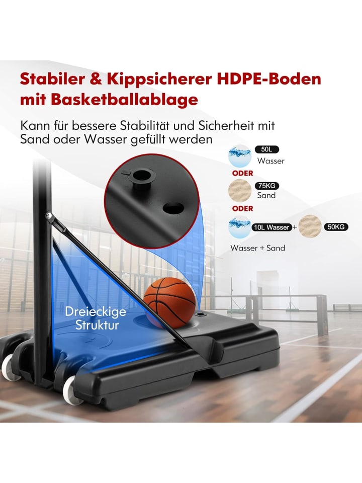 COSTWAY Basketballständer 130-305 cm in Schwarz günstig kaufen 90 cm