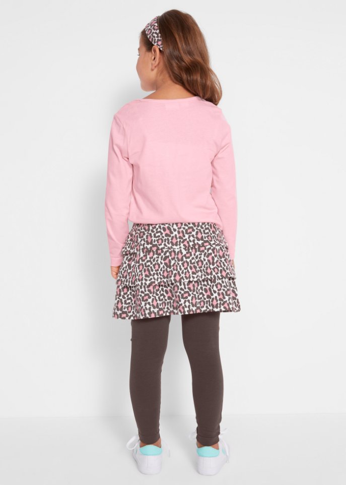 Mädchen Shirt + Rock + Leggings + Haarband (4-tlg.Set)