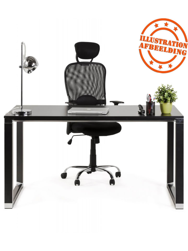 KADIMA DESIGN Gerader Schreibtisch XLINE aus Holz Metall | 160x80x74 cm in Beige-Schwarz günstig kaufen