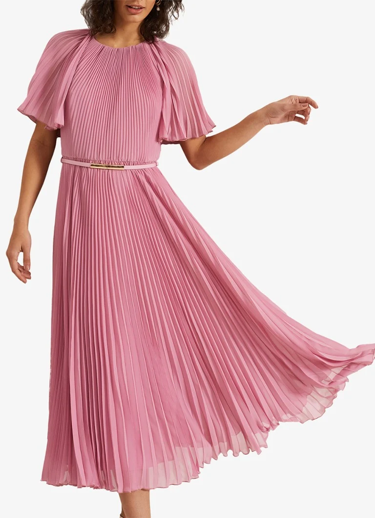 Robe midi Kathleen de Phase Eight, plissée et avec ceinture