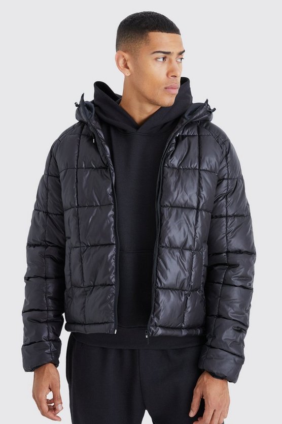 Kastige Steppjacke mit Kapuze