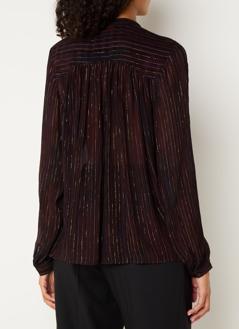Sessùn Joylux semi-transparent blouse in silk blend with shawl collar and lurex