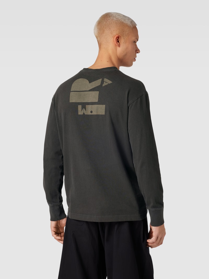 Sweatshirt in unifarbenem Design mit Label-Print in schwarz
