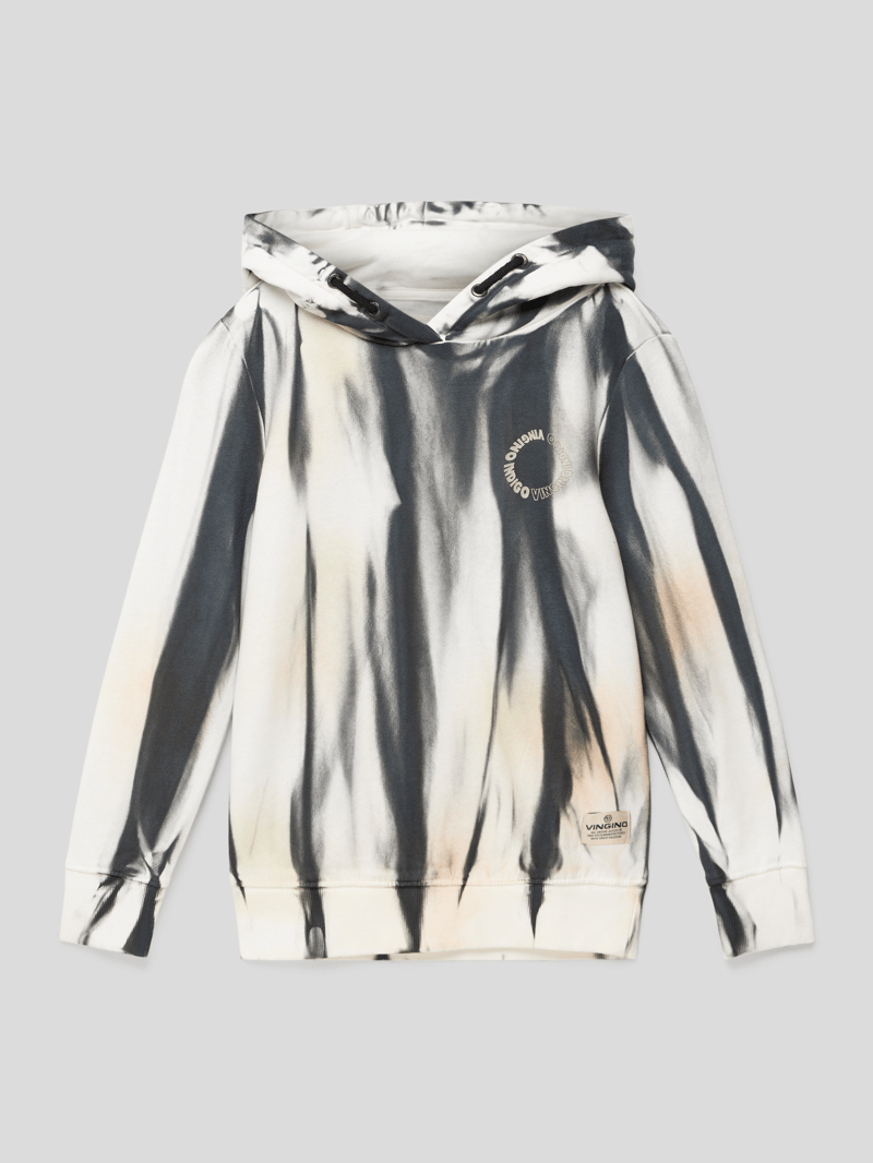 Hoodie in Batik-Optik in schwarz