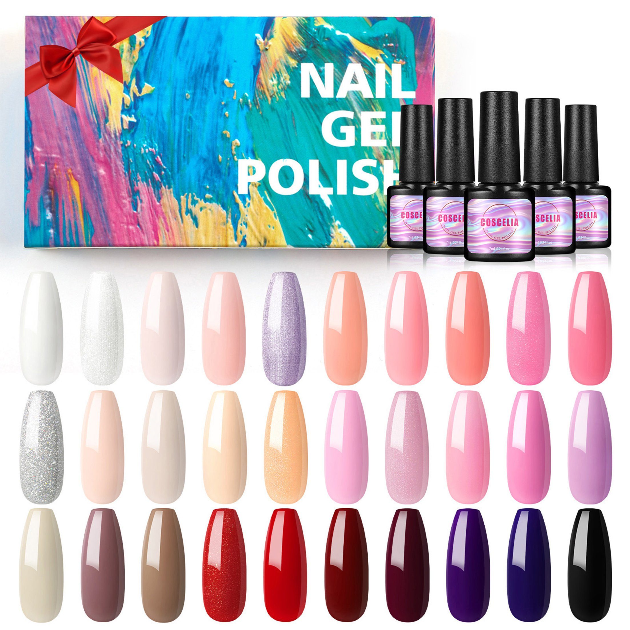 Scheiffy Nagellack Nagellack Gel,Nagellack-Set,DIY-Maniküre,Abnehmbar,30 Farben