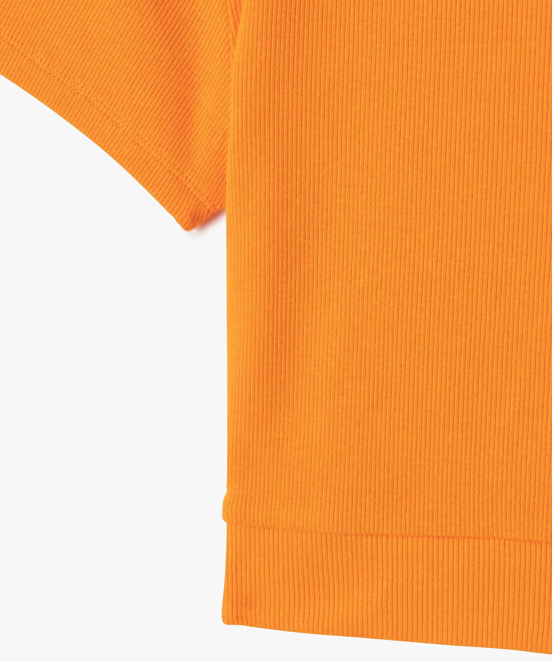 Tee-shirt fille en maille ctelée coupe courte orange clair | GEMO
