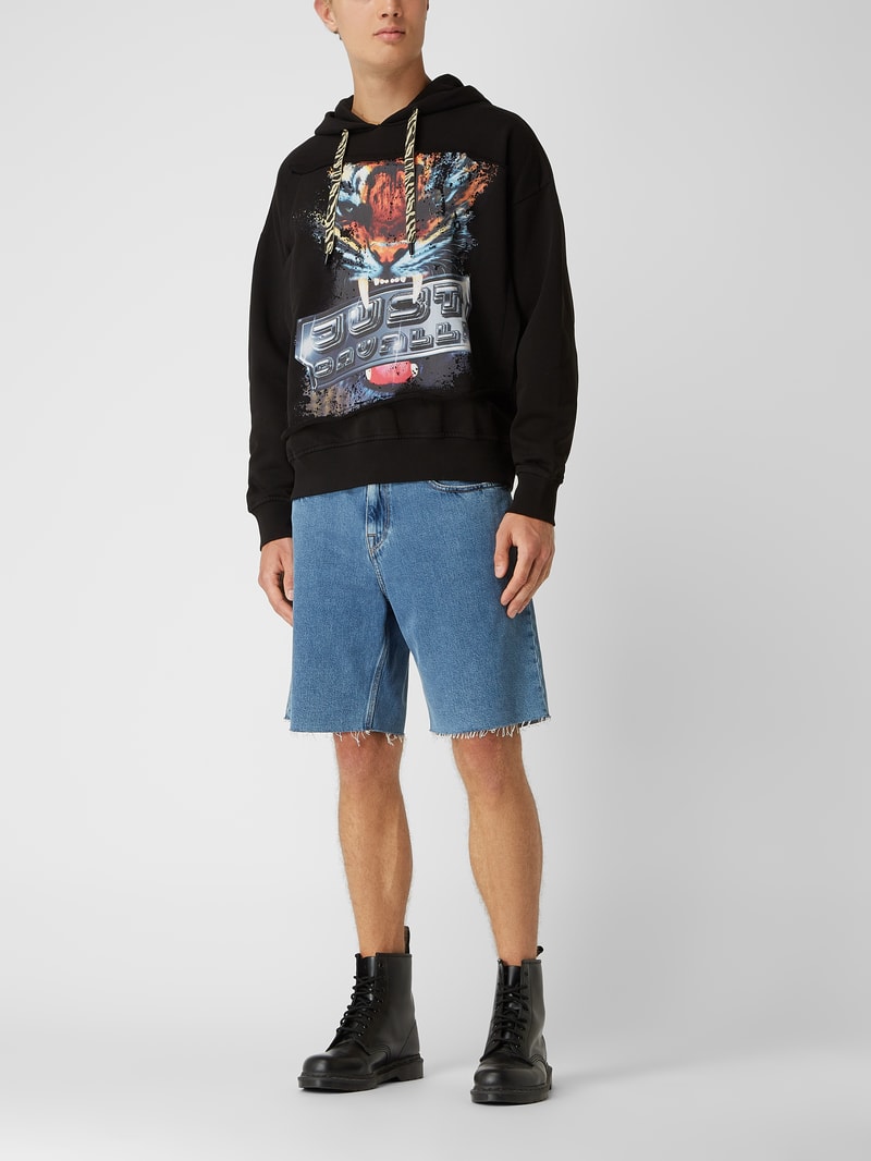 Oversized Hoodie mit Animal-Print in schwarz