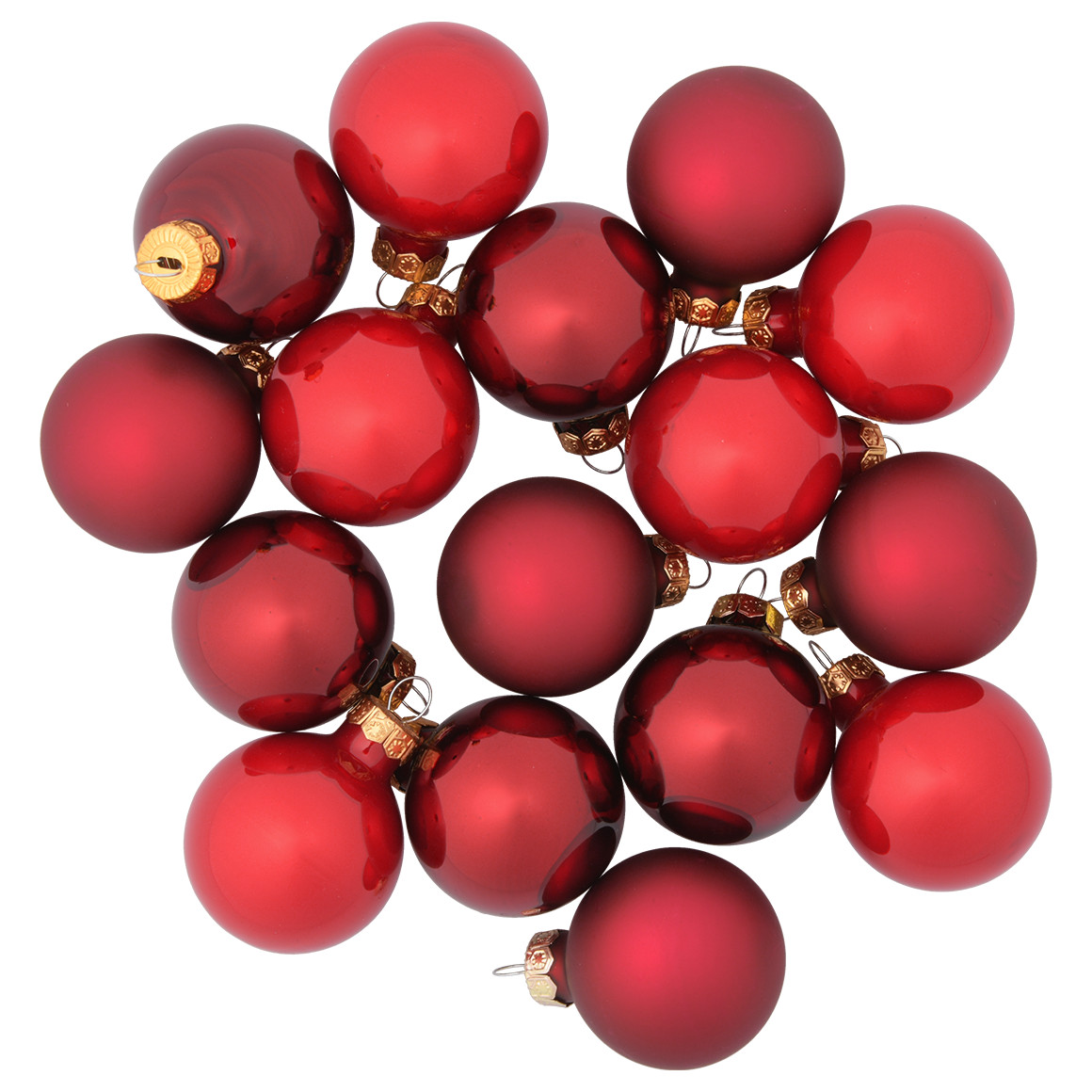 16 Weihnachtskugeln im Set rot