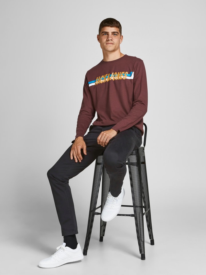 Jack & Jones Baumwolle Stoffhose Chino JPSTMARCO in Schwarz günstig kaufen
