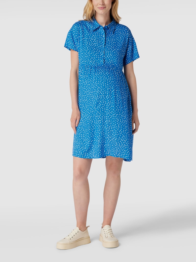 Knielanges Umstands-Kleid mit Polka Dots Modell 'mercey lia' in bleu