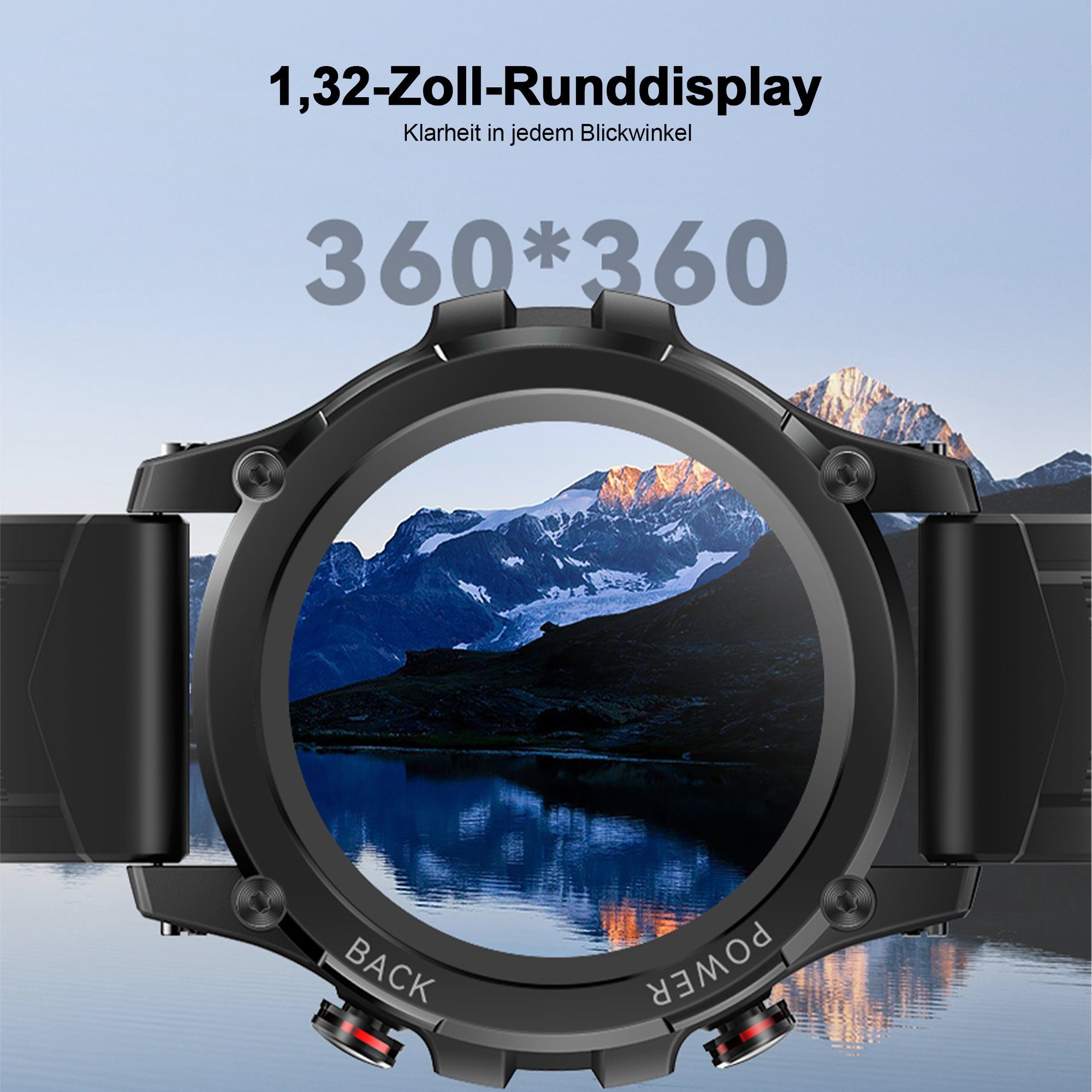 Tisoutec Smartwatch Damen Herren Smartwatch Smartwatch (Fitnessuhr mit Telefonfunktion/WhatsApp Notiz,Smartwatch Fitness Tracker Uhr IP68 Wasserdicht,1.32