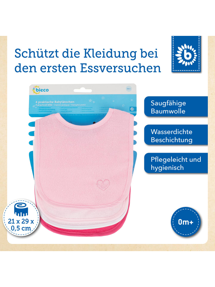 Bieco Spielwaren Baby Lätzchen 4er Pack abwaschbar in Mehrfarbig günstig kaufen onesize