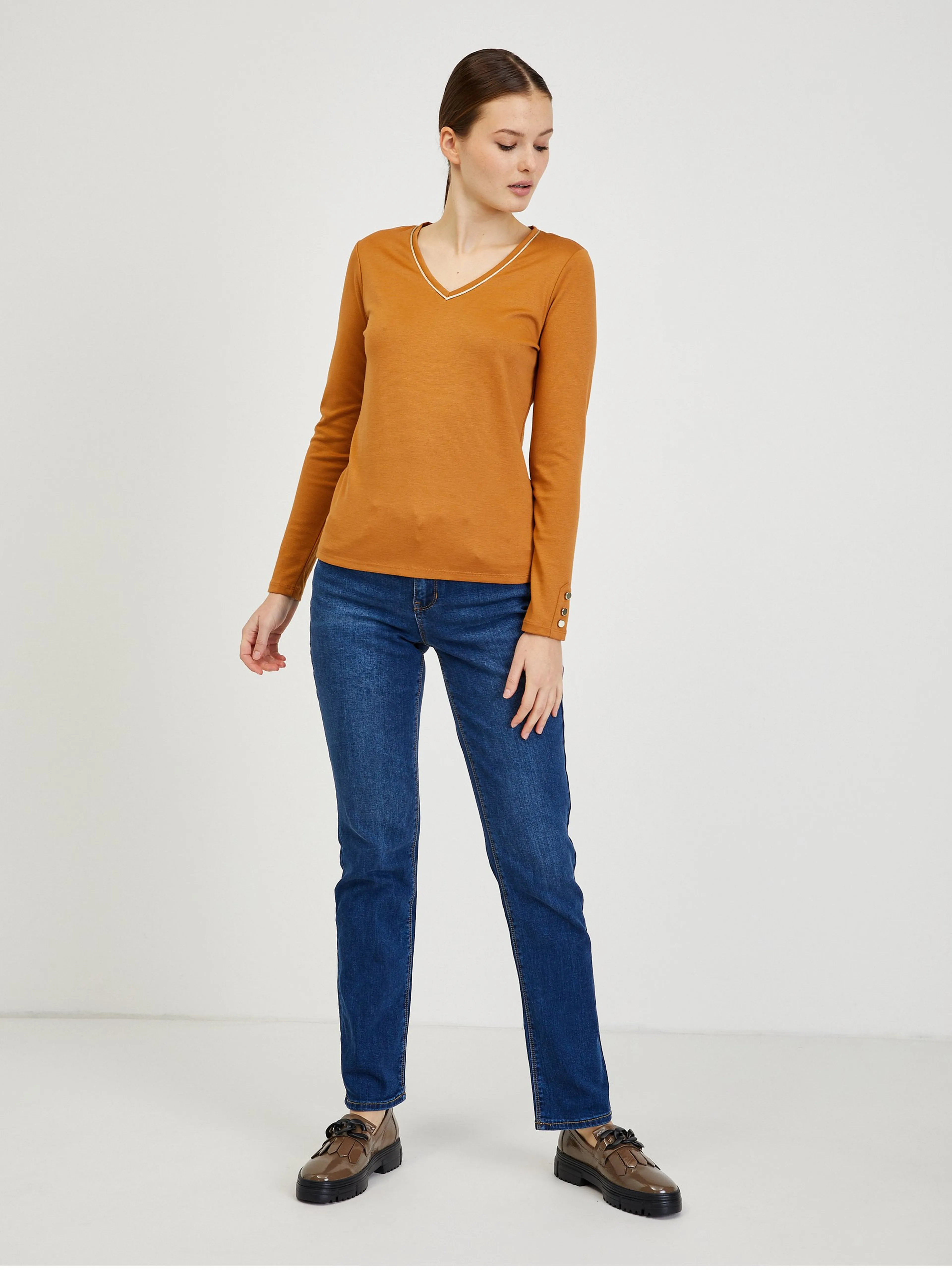 Braunes langärmeliges Damen-T-Shirt ORSAY