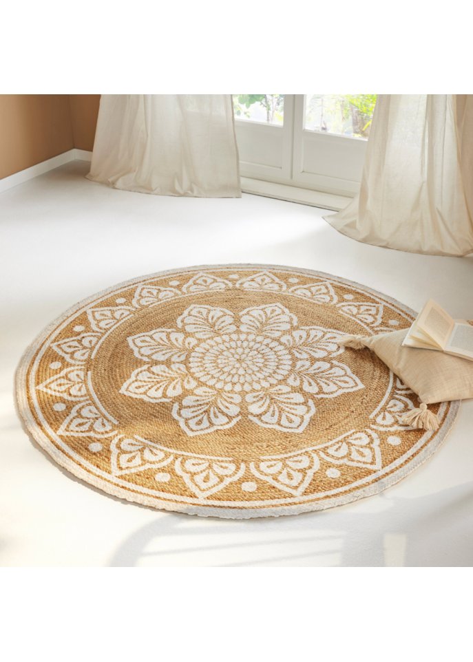 Runder Teppich mit Ornamentdruck