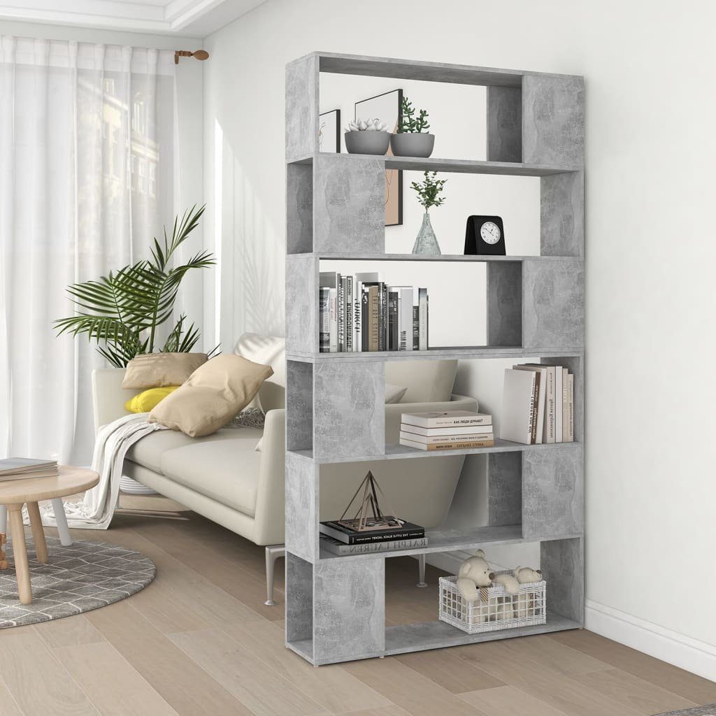 vidaXL Bücherregal Bücherregal Raumteiler Betongrau 100x24x188 cm, 1-tlg.