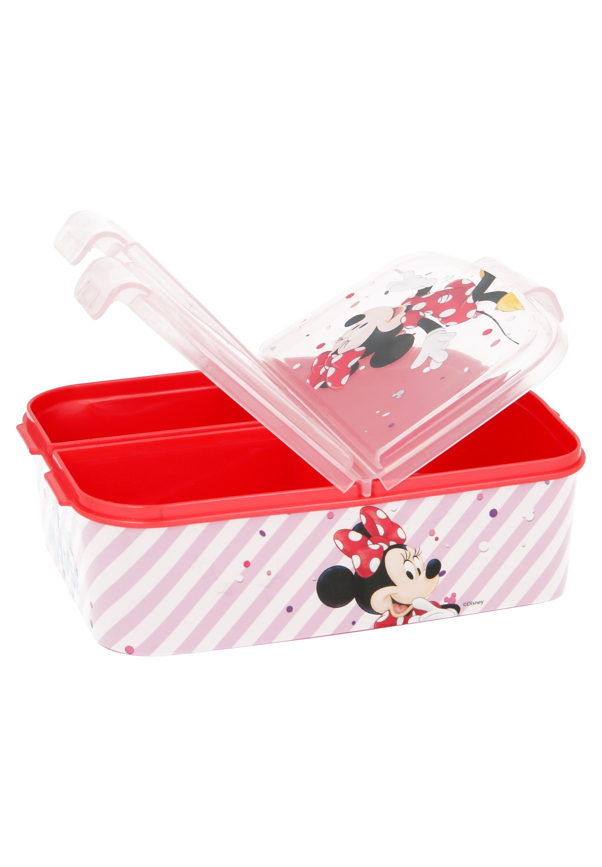 Minnie Mouse Lunchbox Brotdose Minnie Mouse, Vesperdose mit 3 Fächern, BPA-frei
