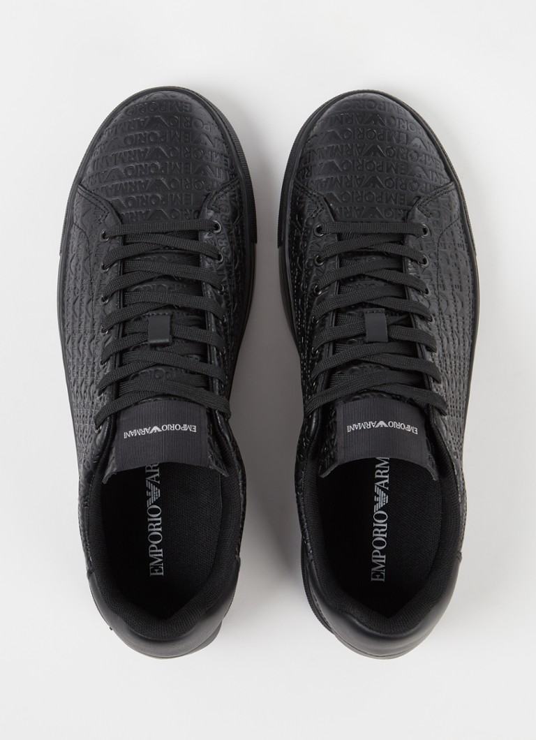 Skórzane trampki Emporio Armani z nadrukowanym logo