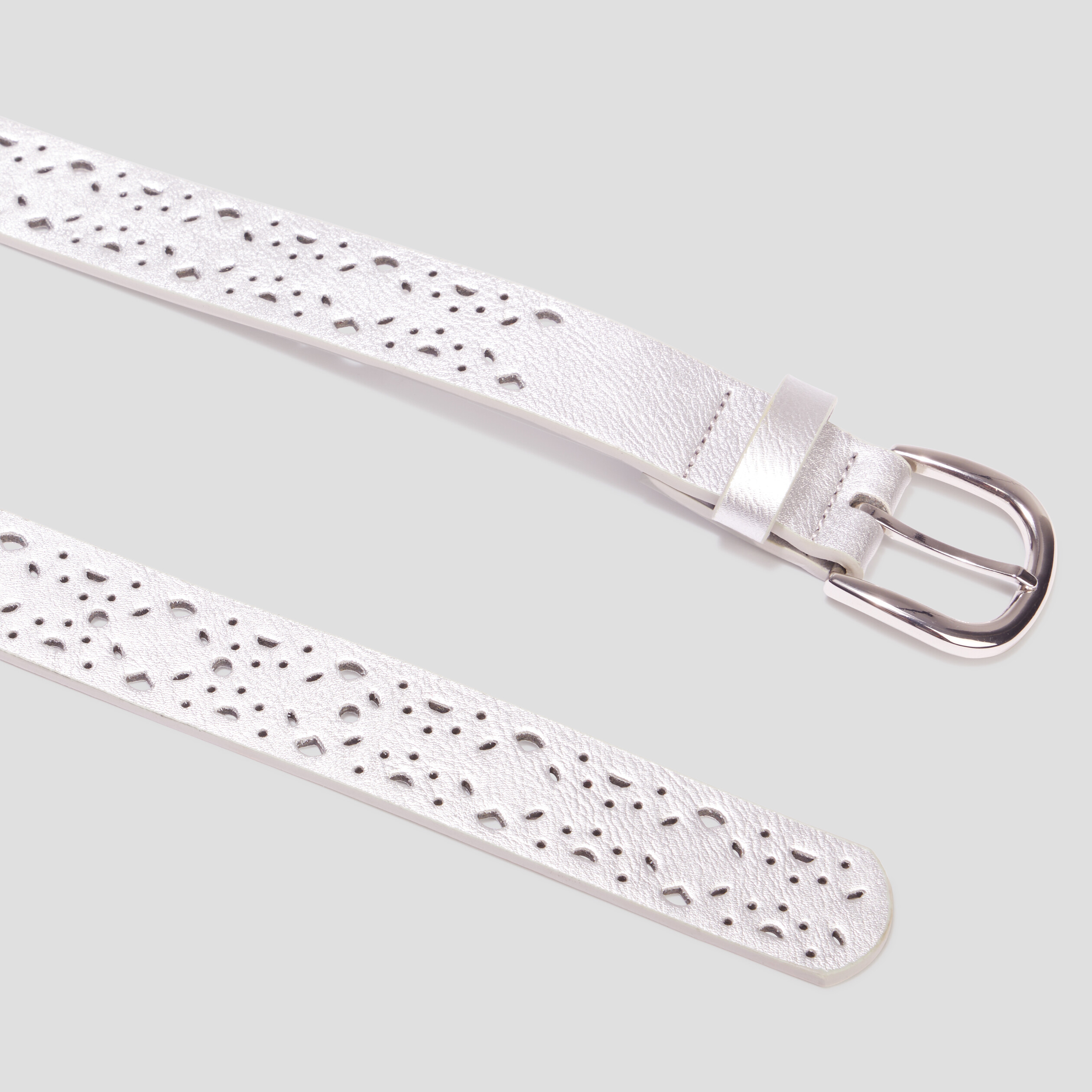 Ceinture perforée gris argent femme | La Halle