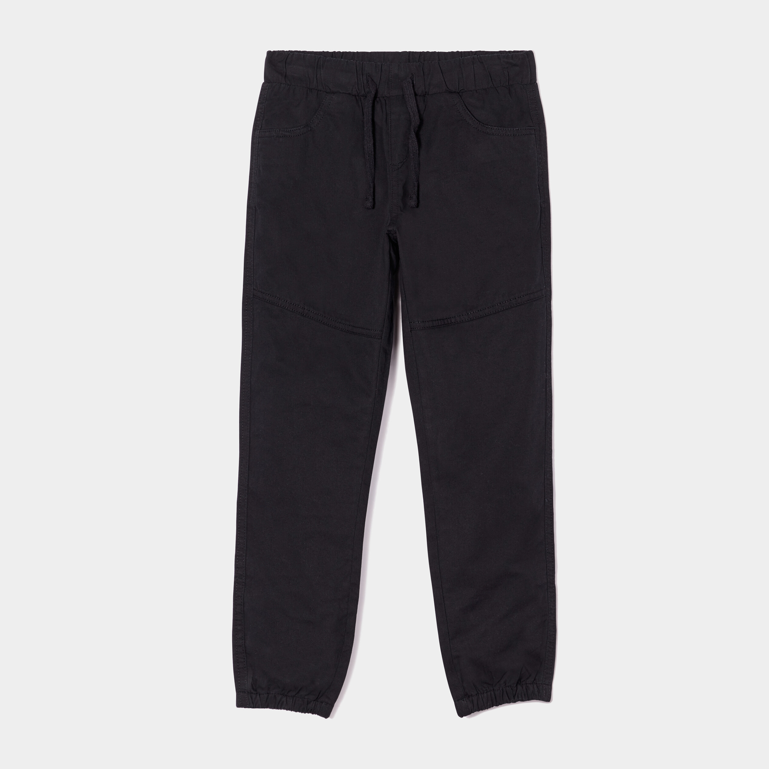 Pantalon regular taille élastiquée coton noir garçon | La Halle