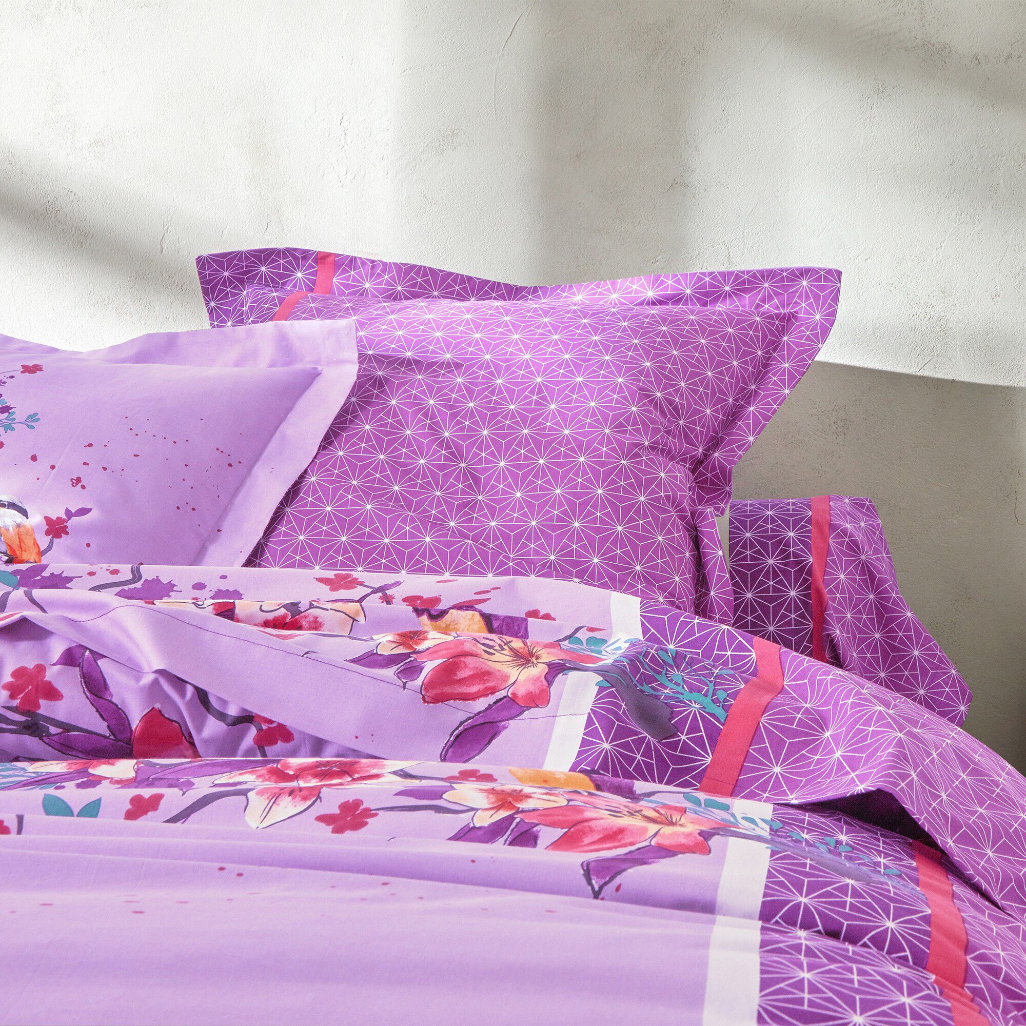 Linge de lit Birdy en coton imprimé oiseaux