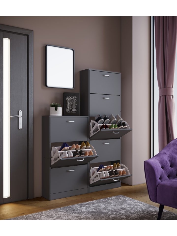 VCM  Holz Regal Schuhschrank Schuhkipper Serie Sipos XL in Anthrazit günstig kaufen onesize