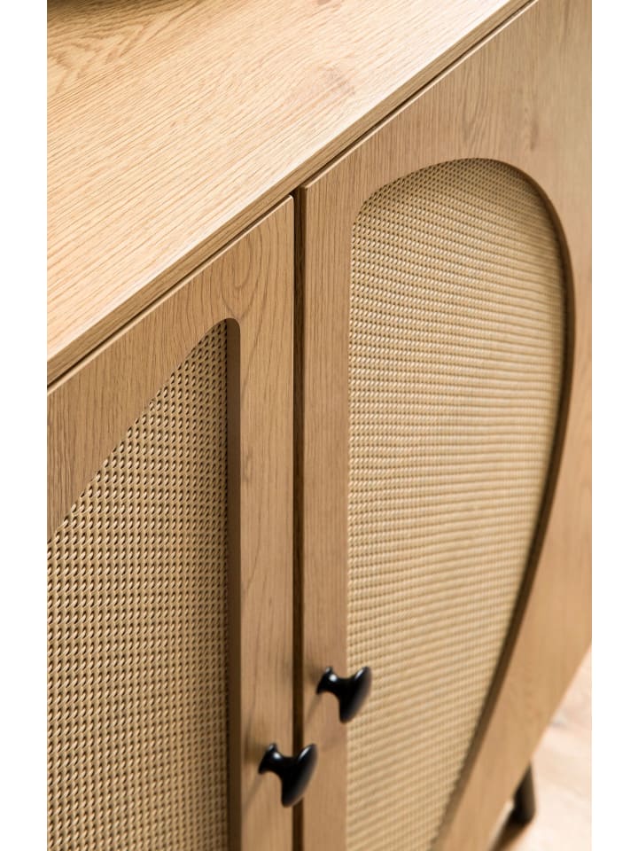 KADIMA DESIGN Sideboard 80x103x39 cm Highboard Eiche-Dekor mit Rattan Geflecht günstig kaufen onesize