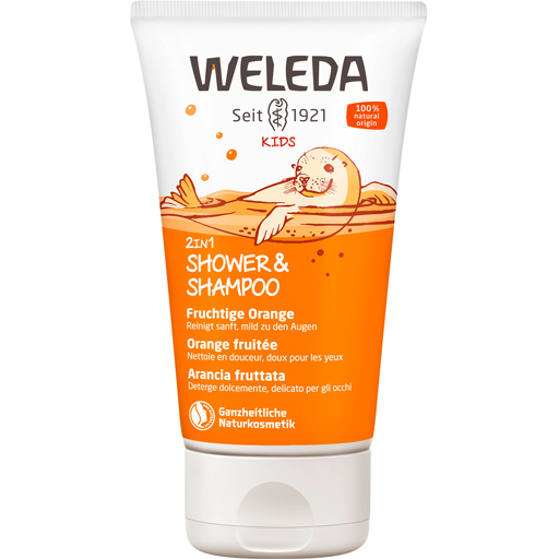 WELEDA Kids 2in1 Shower & Shampoo Fruchtige Orange  150 ml  Duschgel
