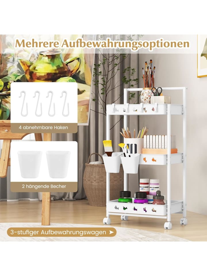 COSTWAY 3 Ebenen Rollwagen in Weiß günstig kaufen onesize