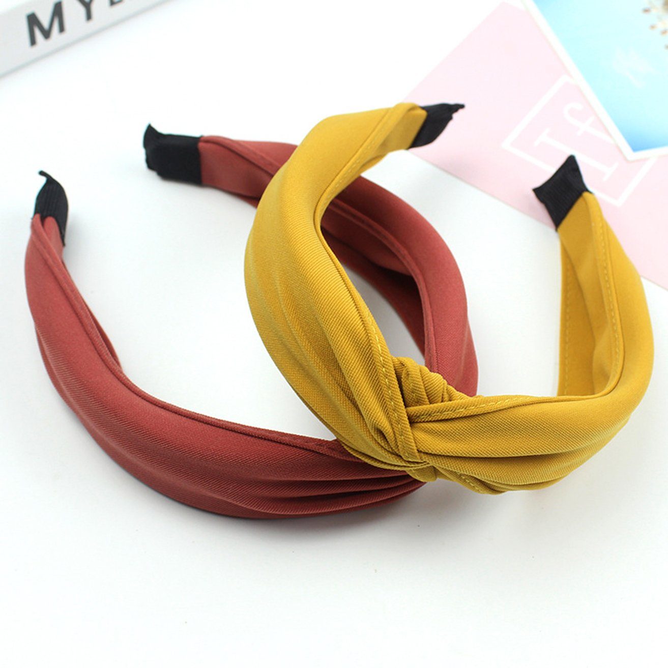 HOHEA H Haarband Haarband Damen Winter, Haarband Schminken, Haarband Mädchen, 1-tlg., Haarbänder für Mädchen, Haarbandkosmetik, geflochtene Haarbänder, Purious Haarband, rotes Haar, gelbes Haar mit Gelb