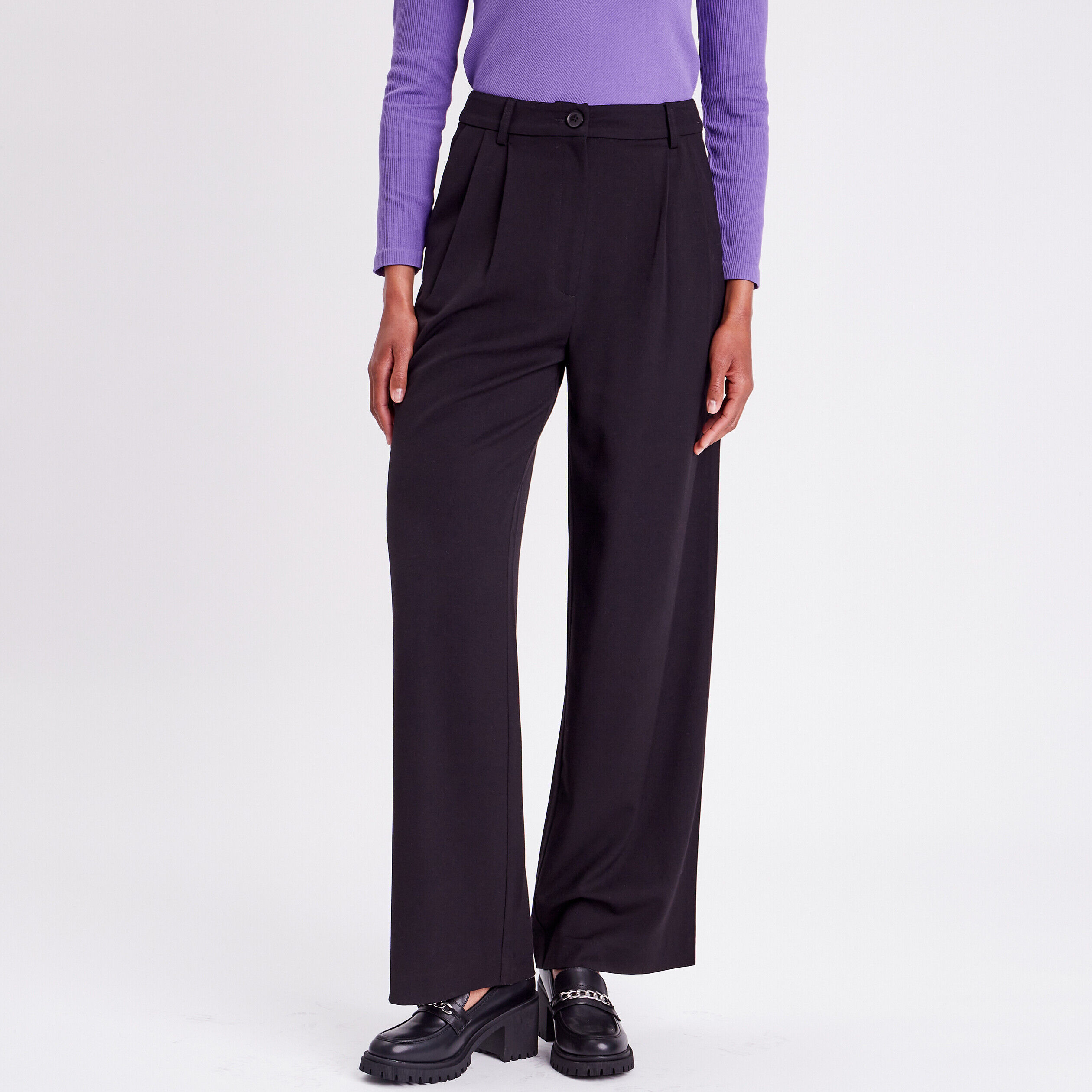 Pantalon city droit pinces noir femme | Cache Cache