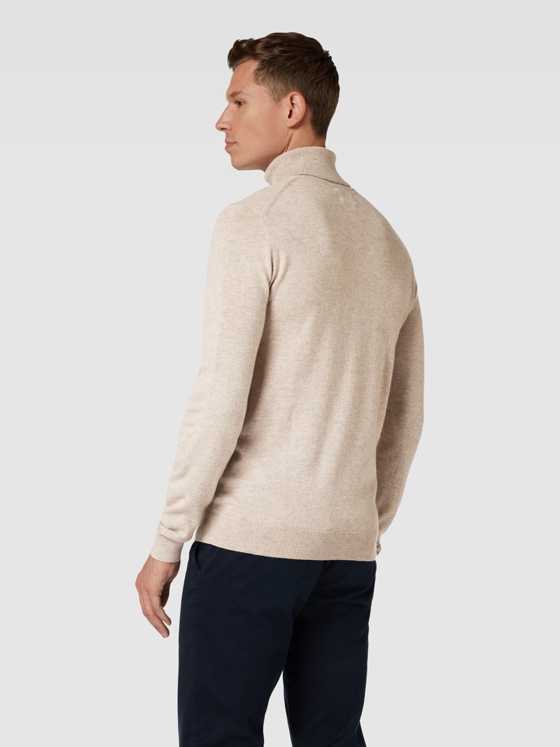 Strickpullover mit Rollkragen in stein meliert