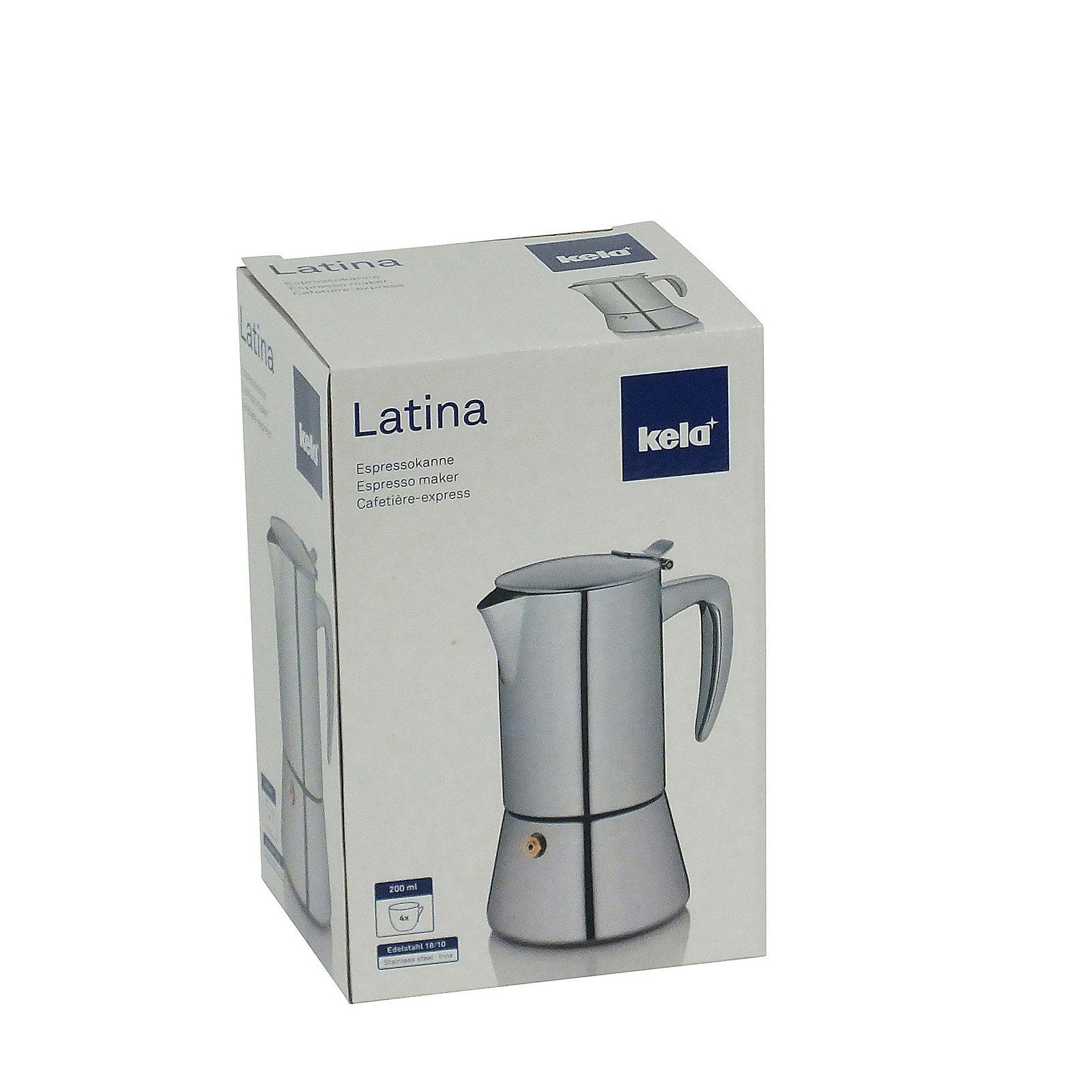 kela Espressokocher Latina, glänzendes Edelstahl, 200 ml, für 4 Tassen