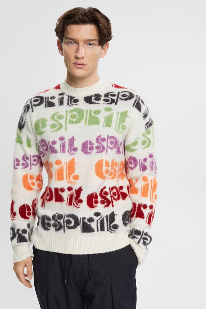 Pullover aus Wollmix mit farbenfroher Logo-Intarsie