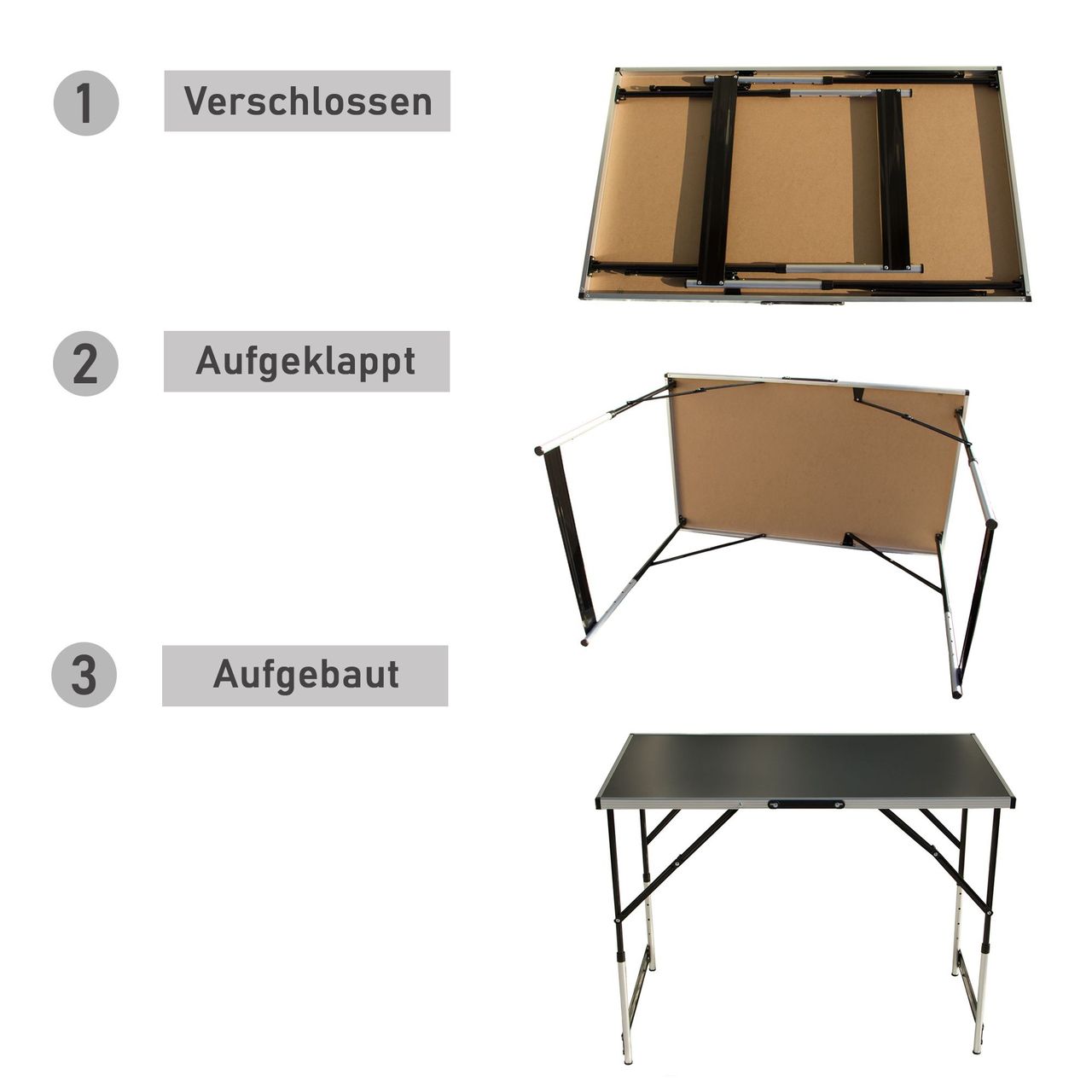 Lemodo Tapeziertisch klappbar schwarz, Arbeitstisch, Mehrzwecktisch höhenverstellbar