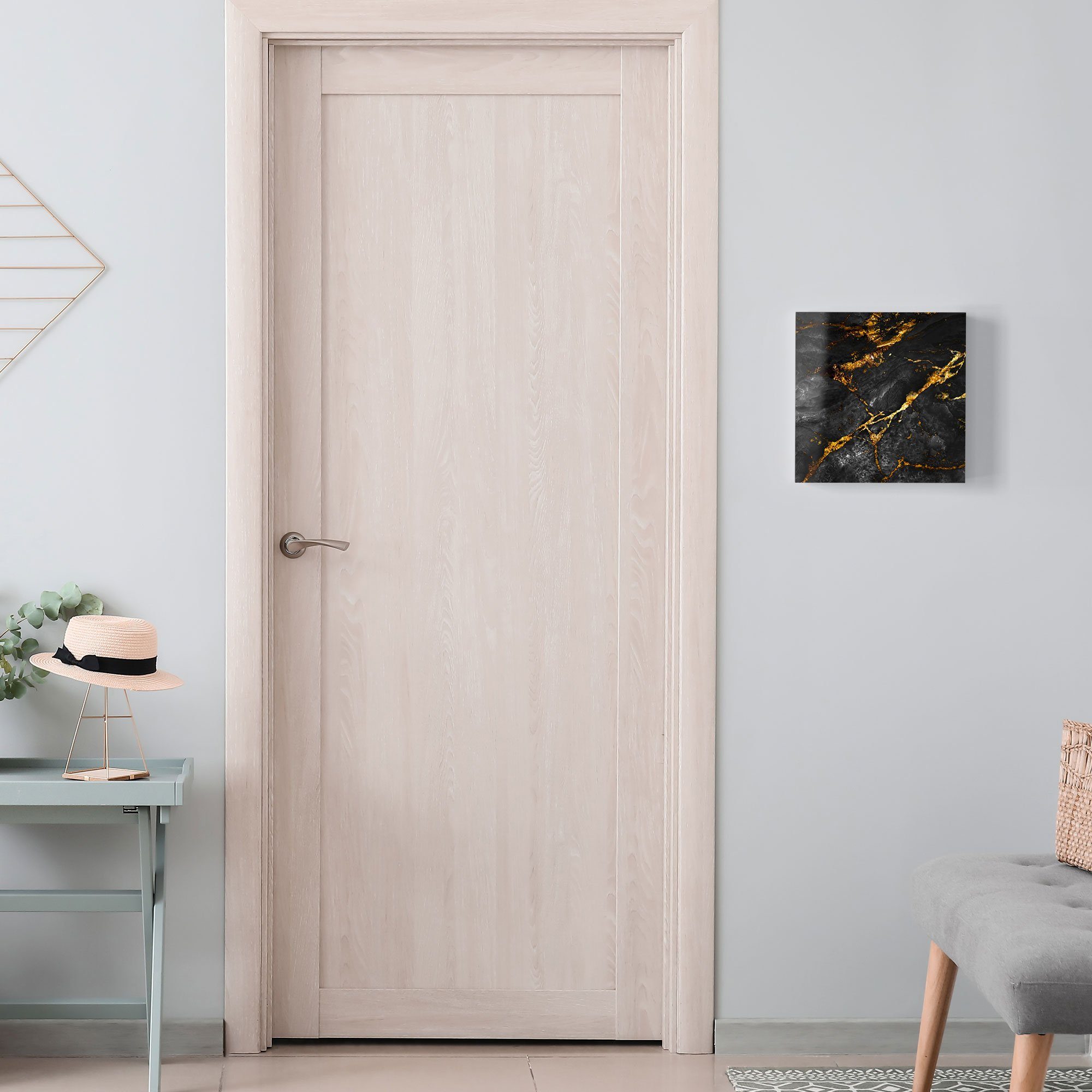 DEQORI Schlüsselkasten 'Veredelter Naturstein', Glas Schlüsselbox modern magnetisch beschreibbar