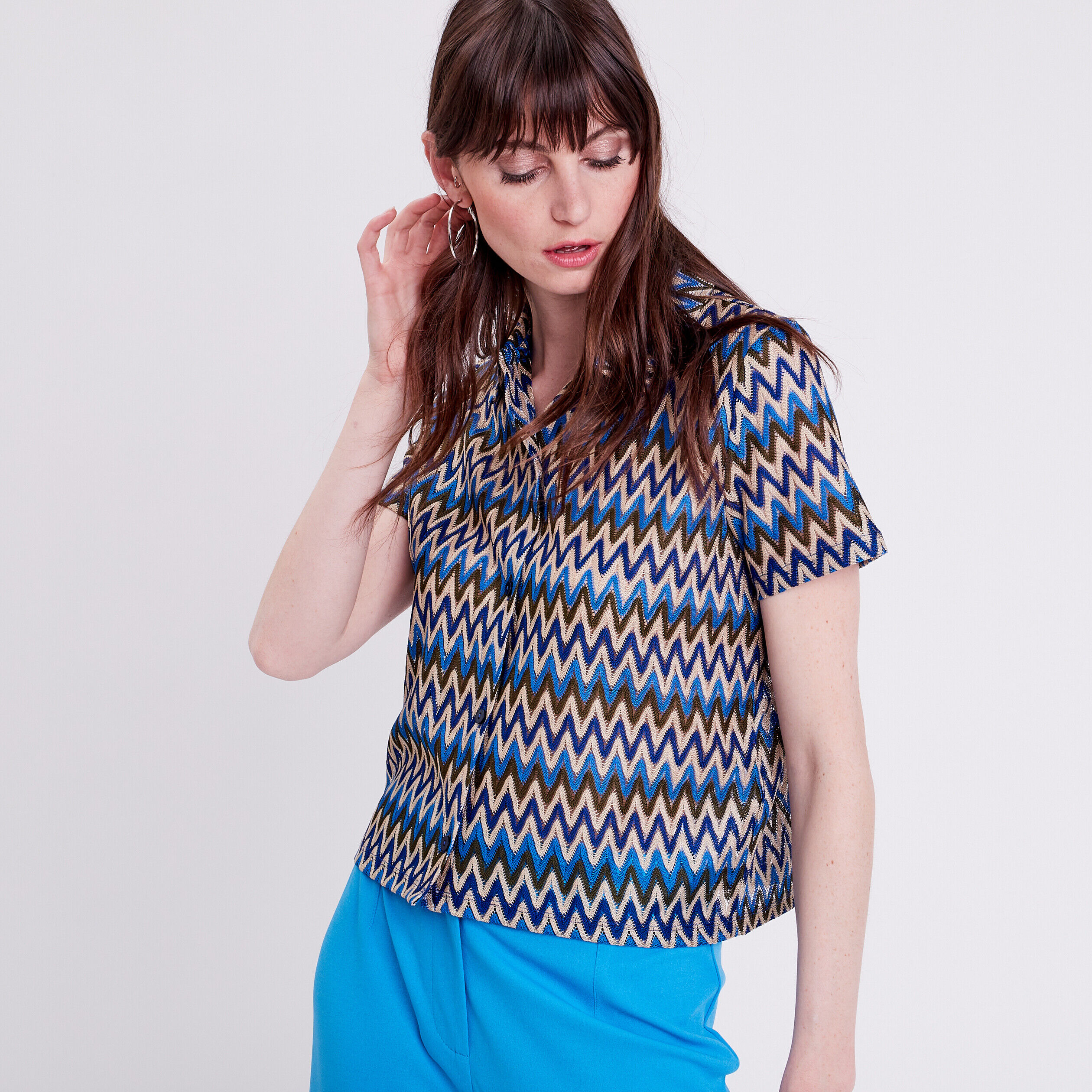 Chemise manches courtes vert foncé femme | Cache Cache