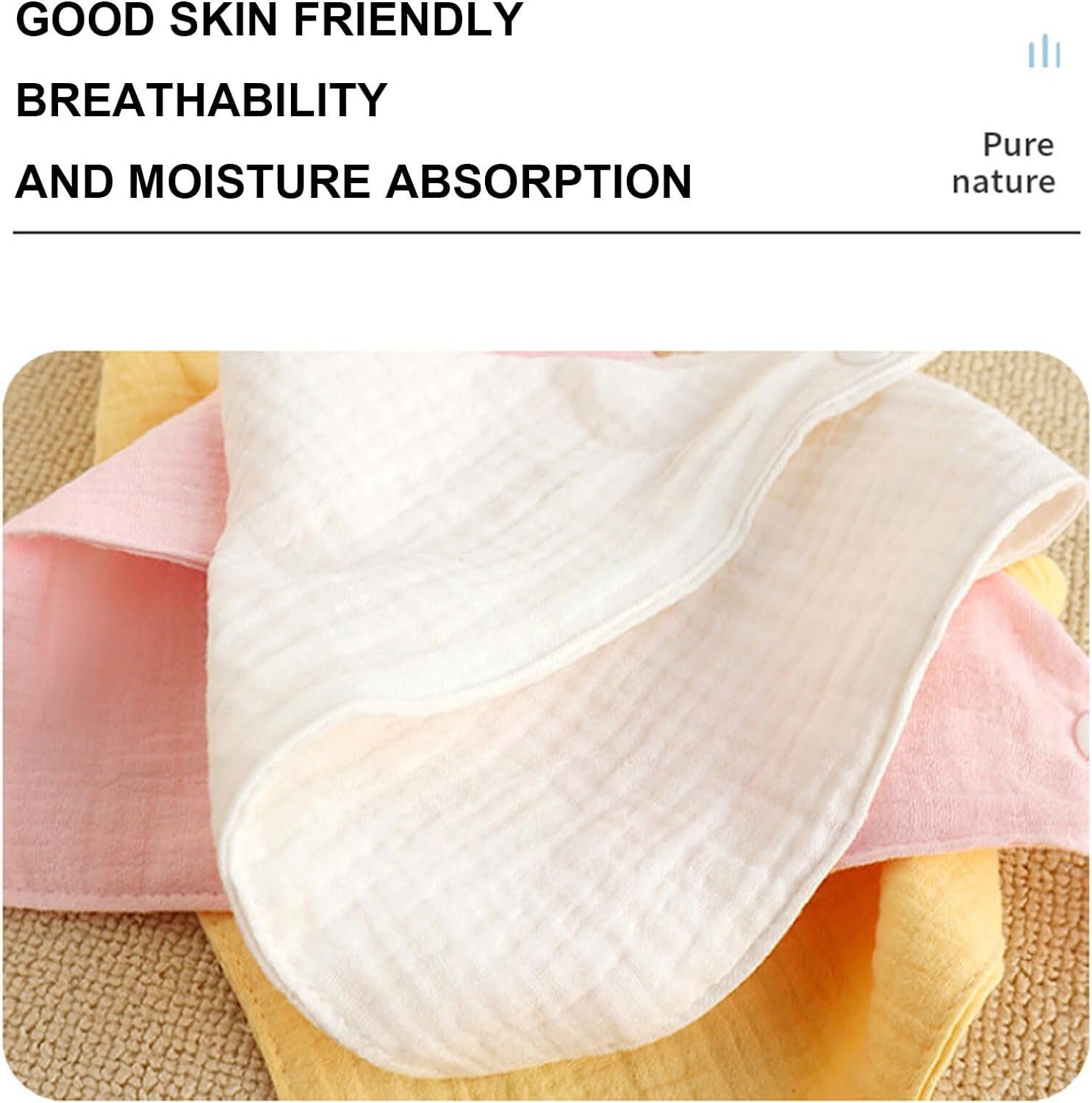 KREATE Lätzchen Lätzchen, Baby Dreieckstuch, Baby Musselin Halstuch, (Weiche, saugfähige Lätzchen aus 100 % Baumwolle mit verstellbaren Druckknöpfen, 6-St., für Junge und Mädchen, Unisex), Kein Haarausfall, Hautfreundlich und atmungsaktiv, Schnell tr