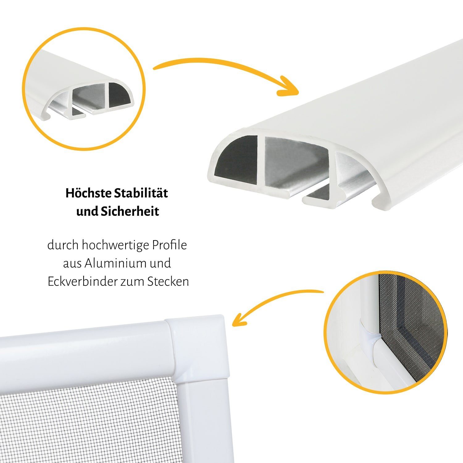 empasa Insektenschutz-Fensterrahmen BASIC, Fliegengitterfenster Insektenschutz Fenster BASIC Alu