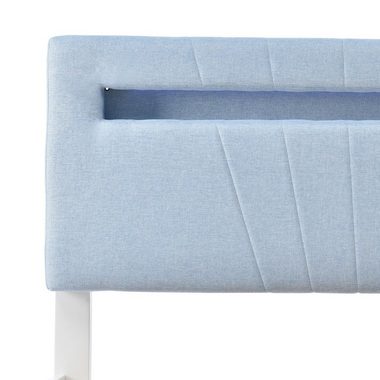 KLAM HOME Massivholzbett 140x200 Massivholzbett mit gepolstertes Kopfteil und Lattenrost (Set, Holzbett aus Kiefer mit LED-Leuchte), Einzelbett Doppelbett Bettrahmen, für Schlafzimmer und Jugendzimmer