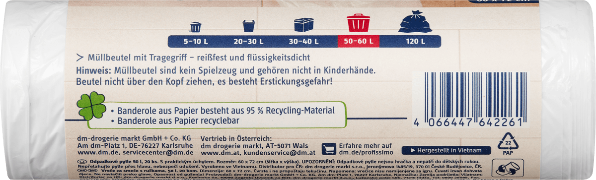 Müllbeutel 50 l mit Tragegriff, 20 St
