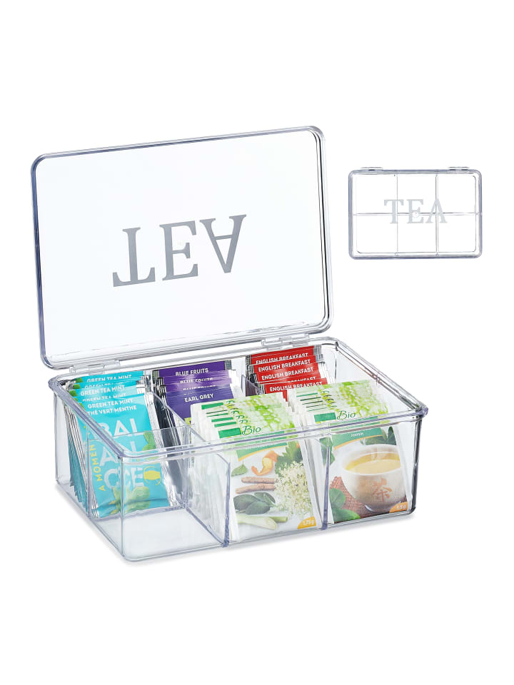 relaxdays Teebox in Transparent - (B)21,5 x (H)9 x (T)15 cm günstig kaufen onesize